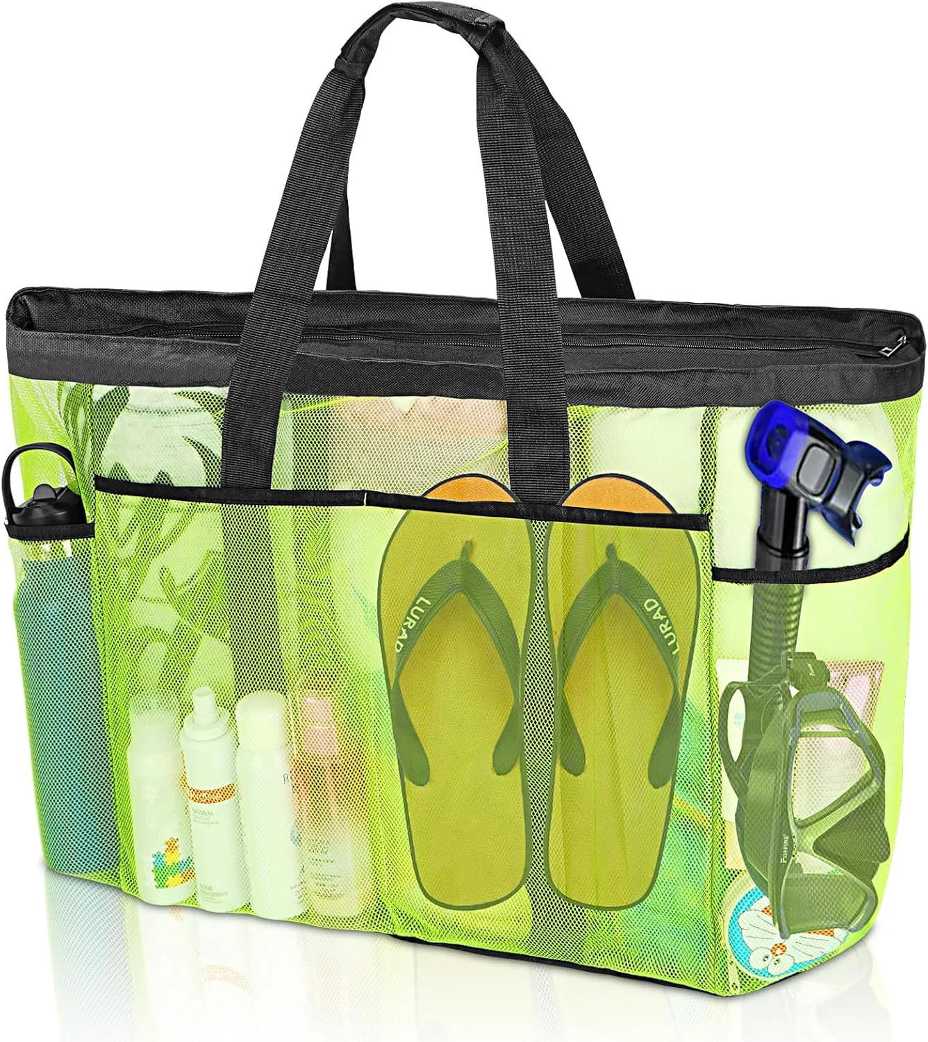 Mesh Beach Bags for Women - Plus Waterproof Sandproof Tote Bag