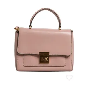 Michael Kors Pink Leather Logo Plaque Crossbody MINDY Satchel Bag