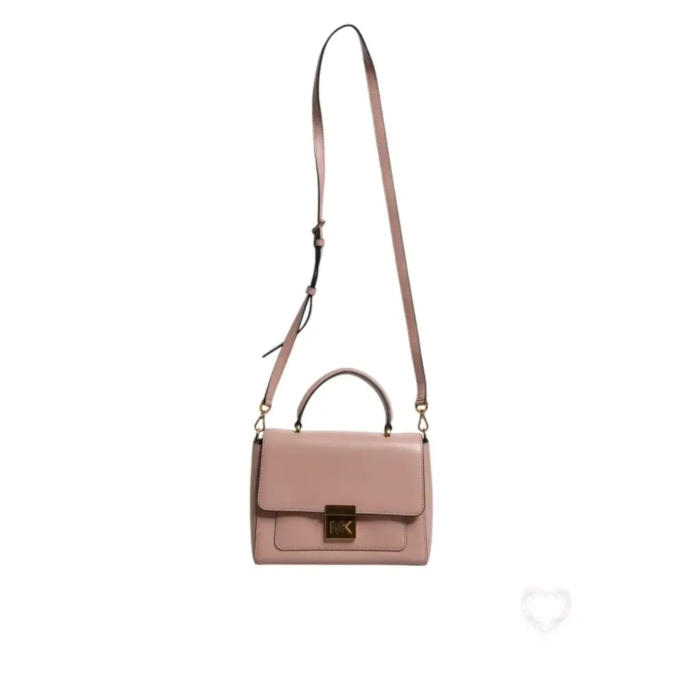 Michael Kors Pink Leather Logo Plaque Crossbody MINDY Satchel Bag