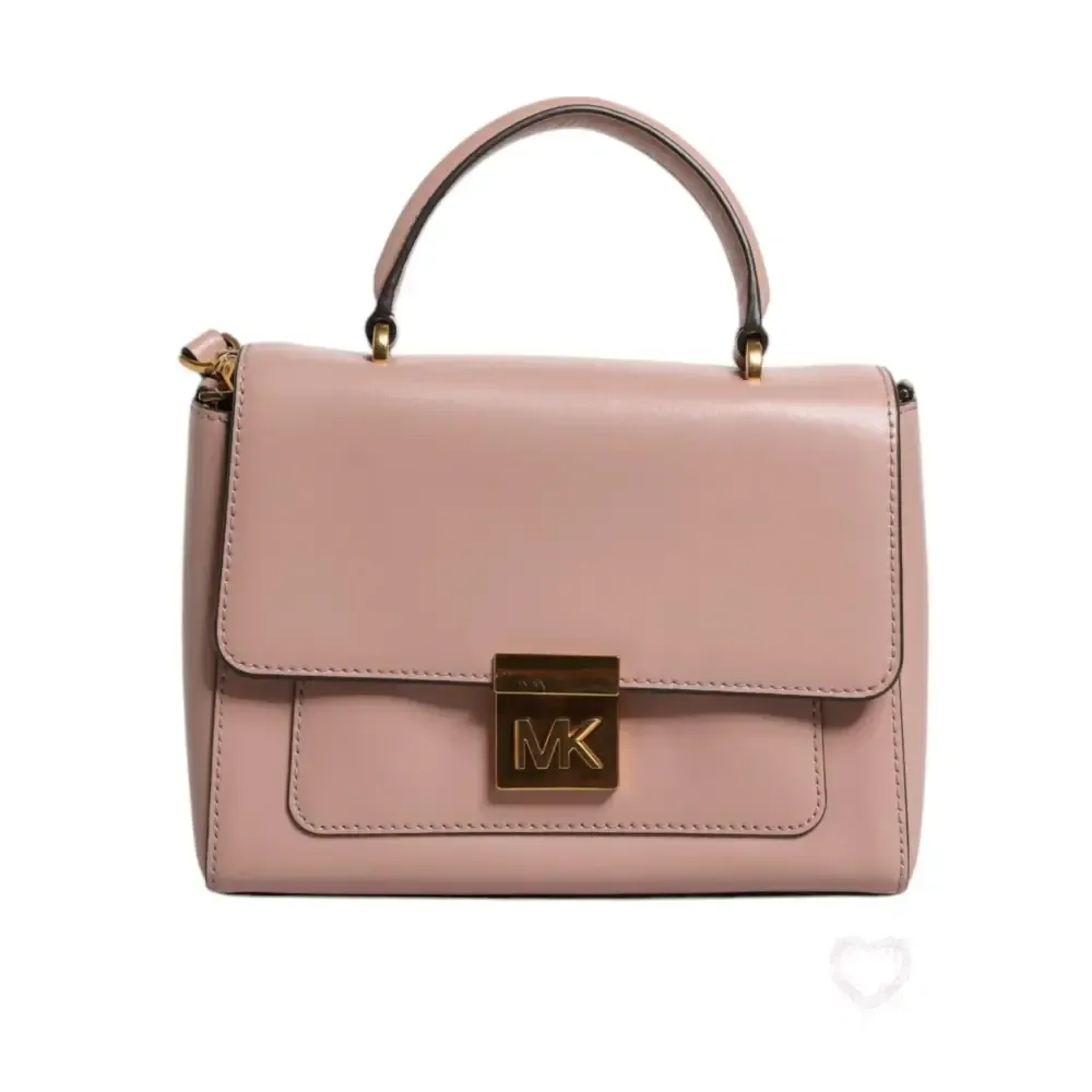 Michael Kors Pink Leather Logo Plaque Crossbody MINDY Satchel Bag