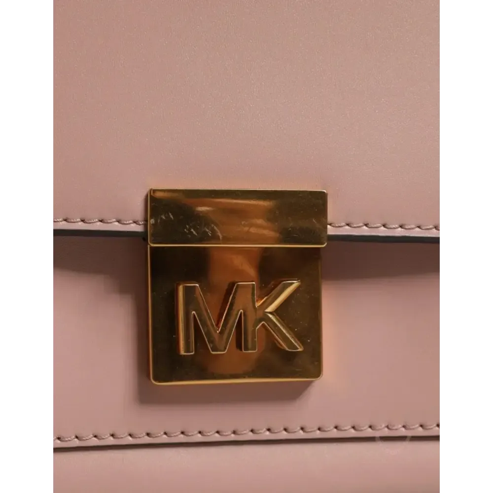 Michael Kors Pink Leather Logo Plaque Crossbody MINDY Satchel Bag