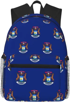 Michigan State Flag Men Women Office Laptop Backpack,Work Bag 15.7 Inch Business Travel Bags Large Capacity