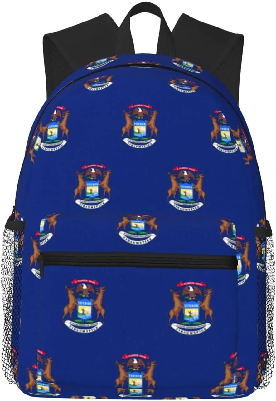 Michigan State Flag Men Women Office Laptop Backpack,Work Bag 15.7 Inch Business Travel Bags Large Capacity