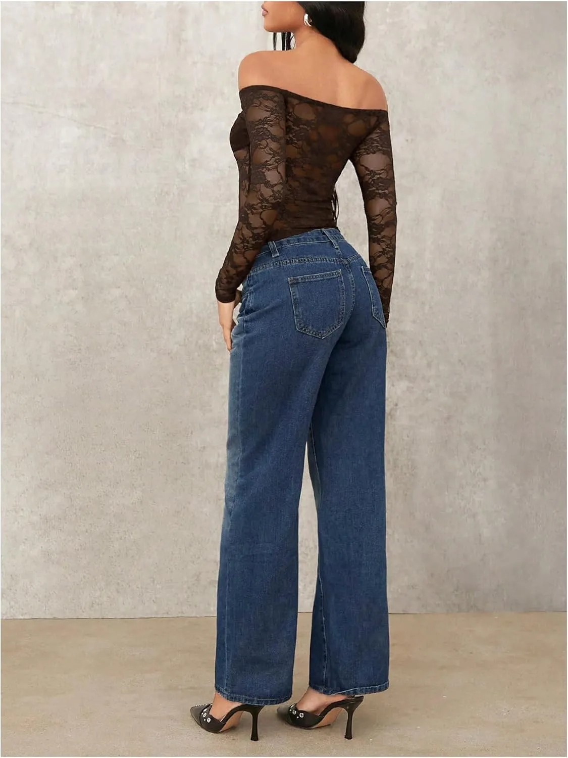 Milumia Women's Sexy Sheer Mesh Off The Shoulder Lace Long Sleeve Top Y2K Rave