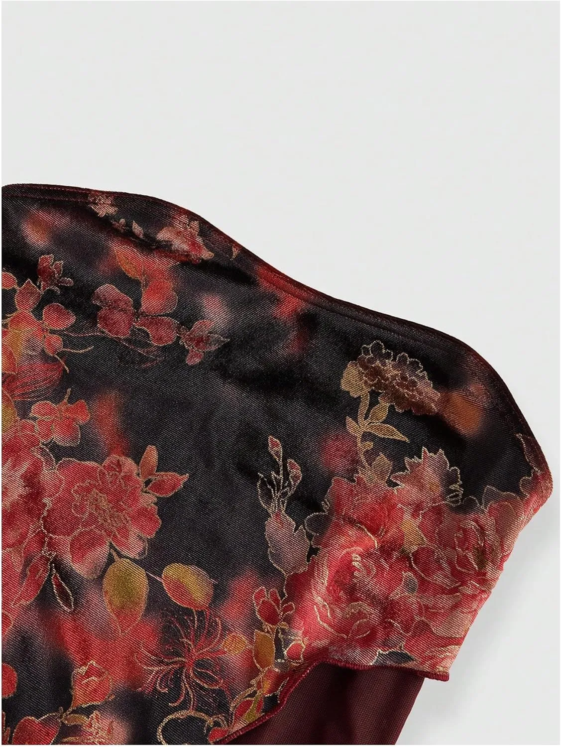 Milumia Women's Vintage Floral Tube Top Asymmetrical Hem Strapless Mesh Tops