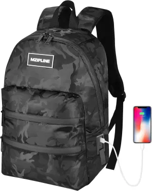 Mini Backpack Bag-Smell Proof-USB Charging Port Daypack Travel bags With Carbon Lining for Men & Women Travel (Camouflage Black)