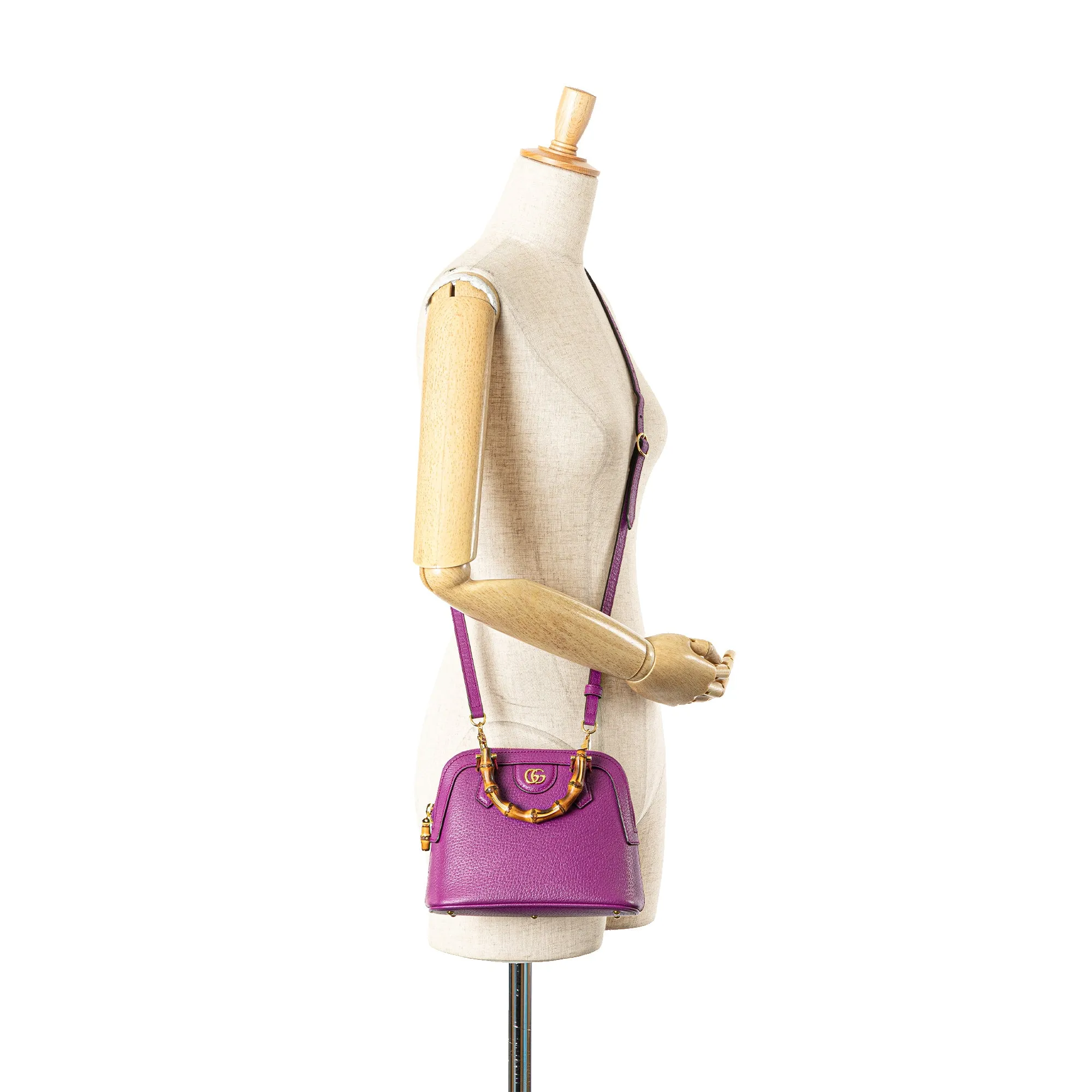 Mini Dollar Calfskin Bamboo Diana Dome Satchel