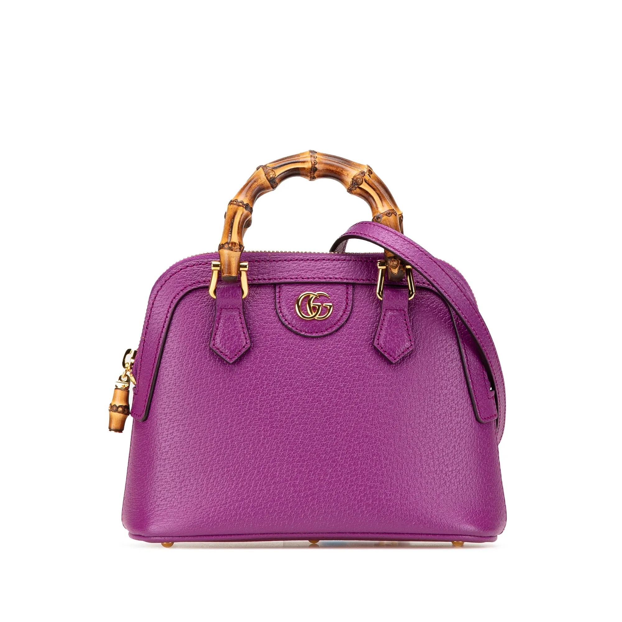 Mini Dollar Calfskin Bamboo Diana Dome Satchel