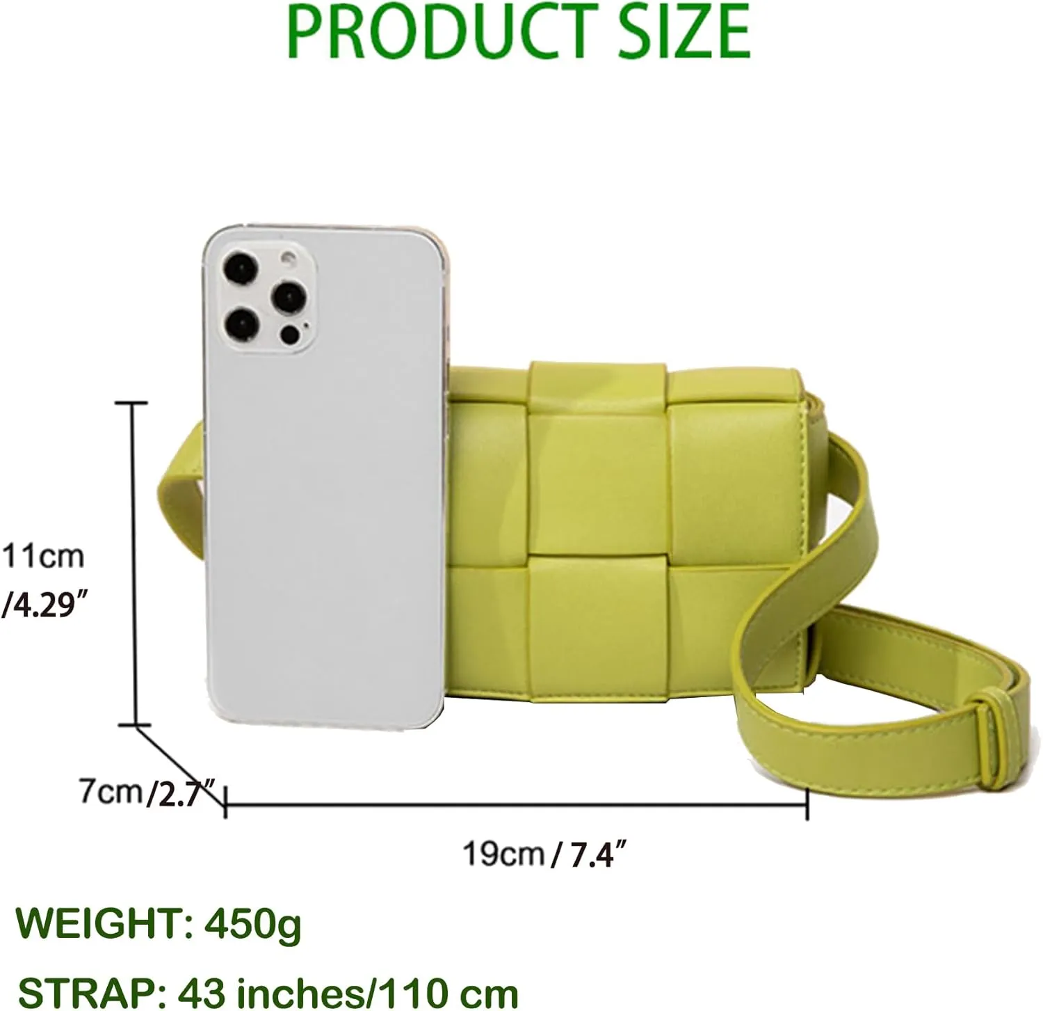 Mini Woven Lether Purse Crossbody, Waist Pack Bag with Adjustable Belt, Fanny Packs Purse, Shoulder Handbags (Khaki)