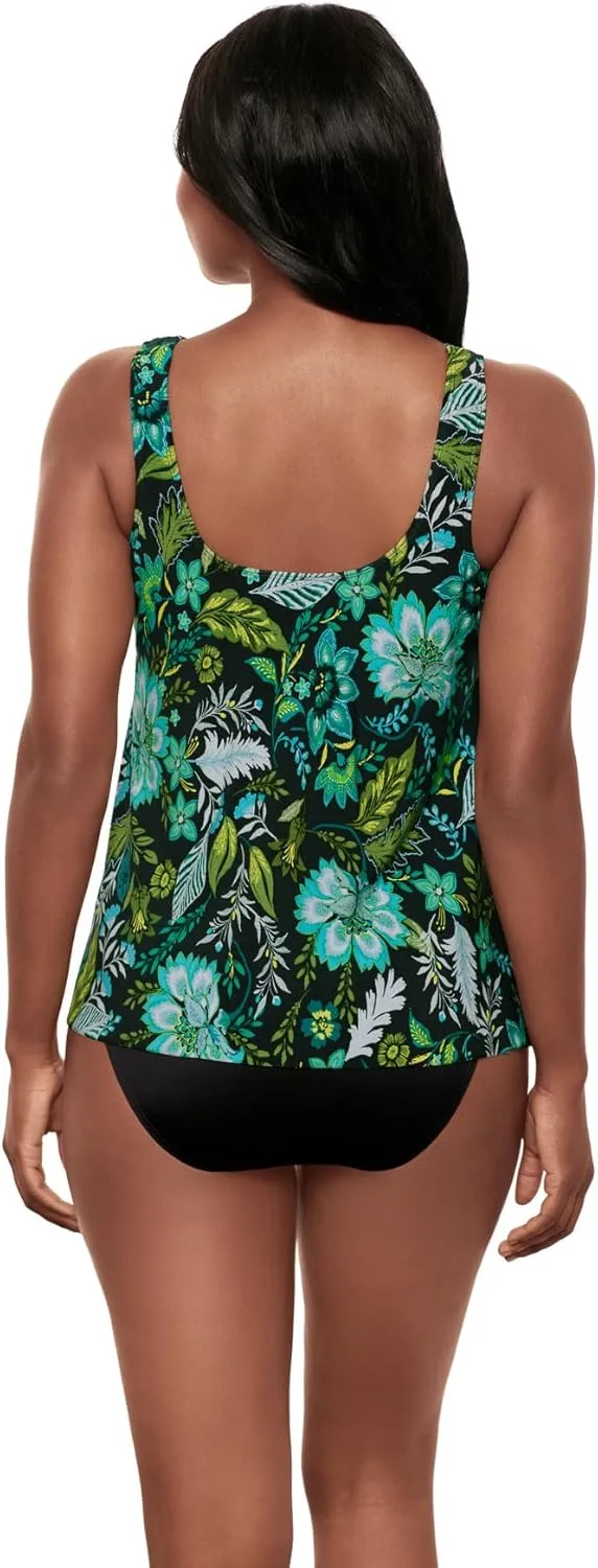 Miraclesuit Women's Swimwear Ursula Hidden Underwire Mesh Detail Tankini Bathing Suit Top