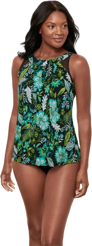 Miraclesuit Women's Swimwear Ursula Hidden Underwire Mesh Detail Tankini Bathing Suit Top