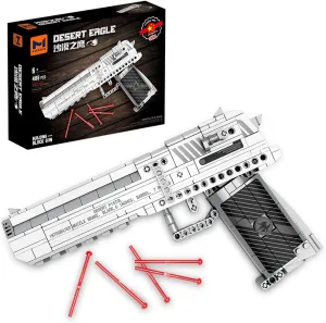 MISINI 77001 Desert Eagle Pistol Building Block, 408 PCS Gun Model kit with Shooting Function, Machine Gun Military Weapon Building Set for Military Hobby Collectors and 6 