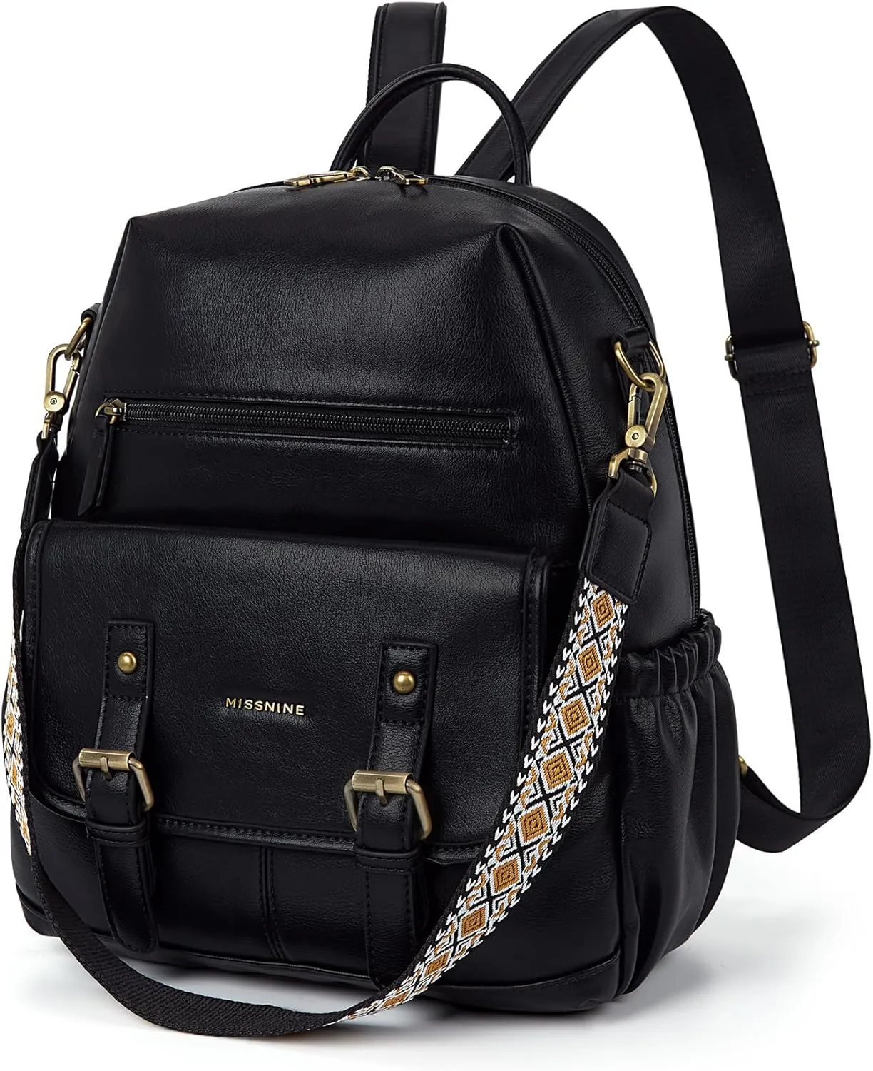 Missnine Backpack Purse for Women, PU Leather Travel Backpack, Designer Shoulder Bag, Ladies Convertible Satchel Bags