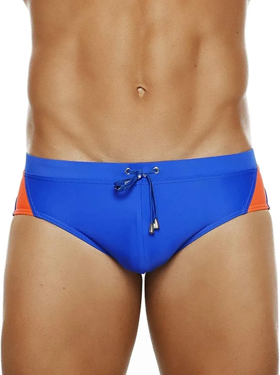 MIZOK Men's Swimwear Sexy Low Rise Bikini Briefs Quick Dry Swimsuit with Drawstring