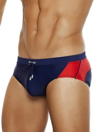MIZOK Men's Swimwear Sexy Low Rise Bikini Briefs Quick Dry Swimsuit with Drawstring