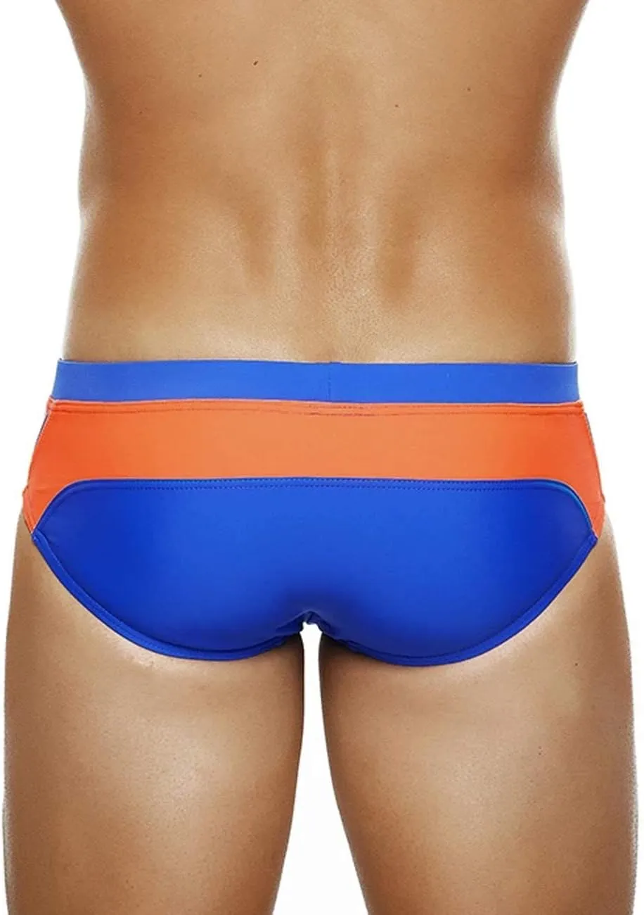 MIZOK Men's Swimwear Sexy Low Rise Bikini Briefs Quick Dry Swimsuit with Drawstring