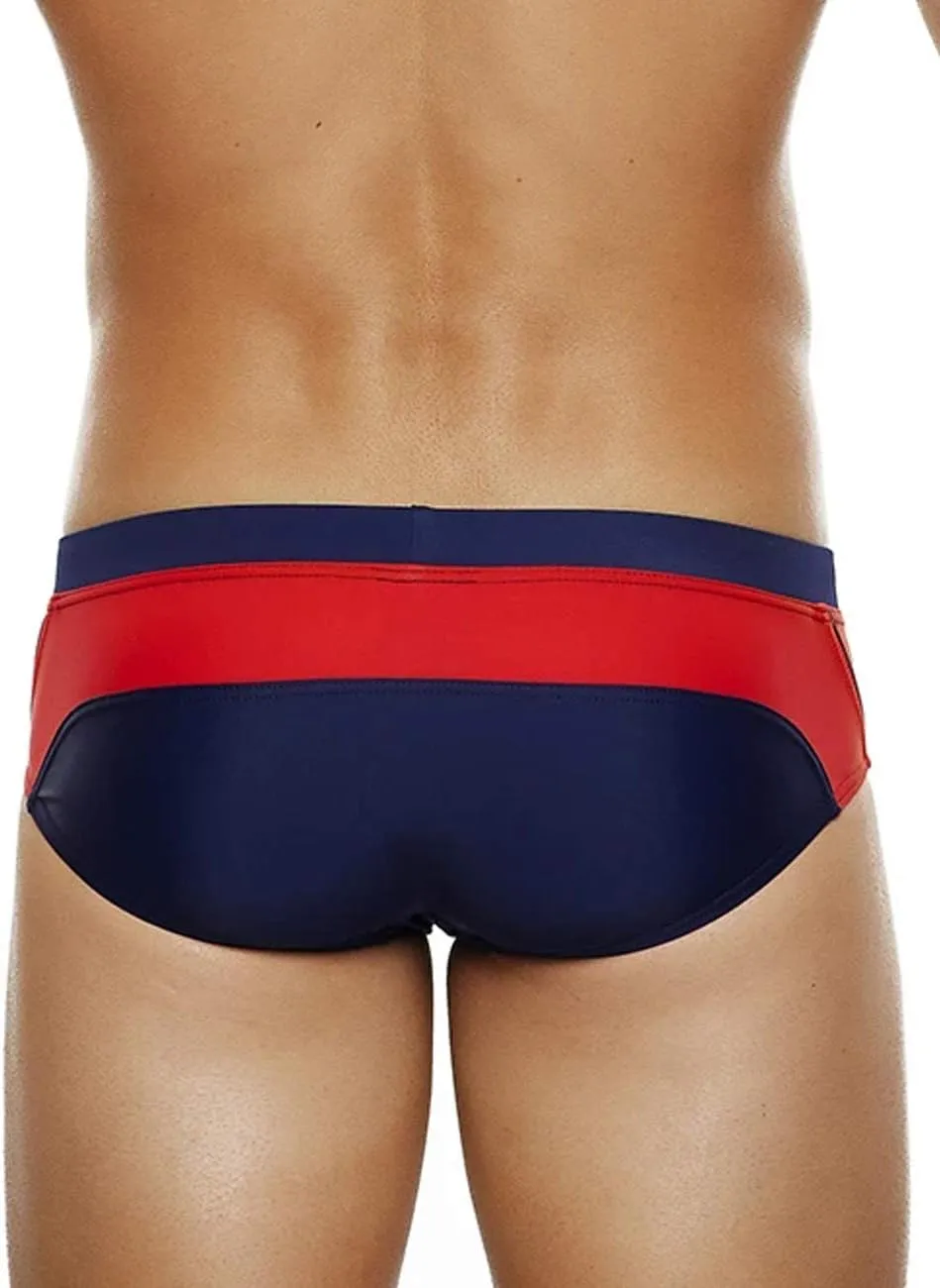 MIZOK Men's Swimwear Sexy Low Rise Bikini Briefs Quick Dry Swimsuit with Drawstring