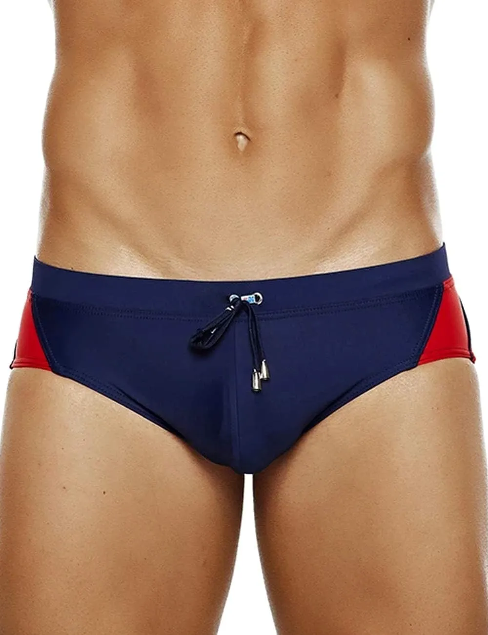 MIZOK Men's Swimwear Sexy Low Rise Bikini Briefs Quick Dry Swimsuit with Drawstring