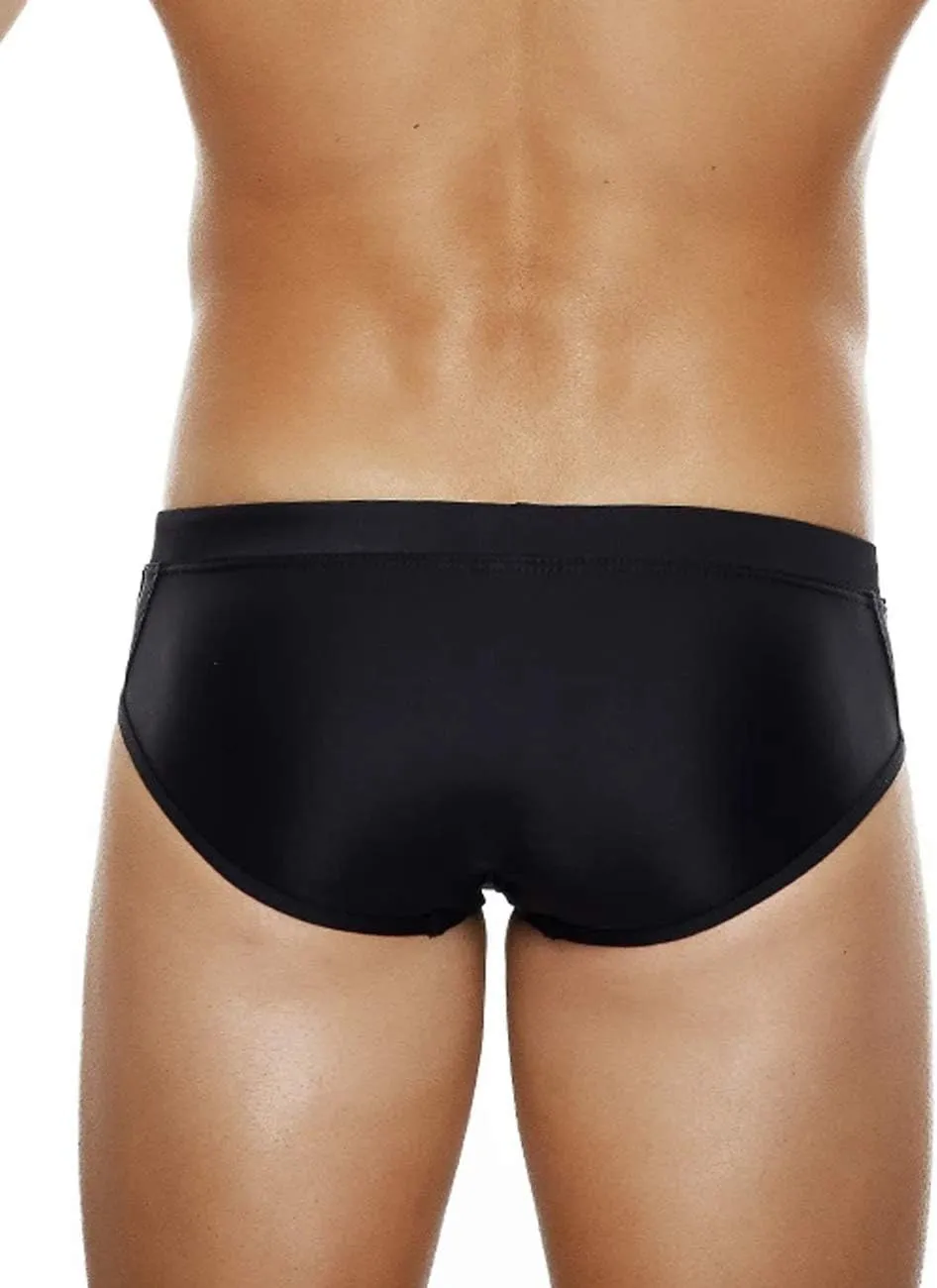 MIZOK Men's Swimwear Sexy Low Rise Bikini Briefs Quick Dry Swimsuit with Drawstring