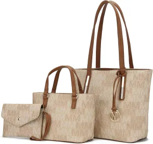 MKF Collection 3-PC Set, Shoulder Bag for Women, Small Tote Bag & Wristlet Purse – Top Handle PU Leather Handbag by Mia K