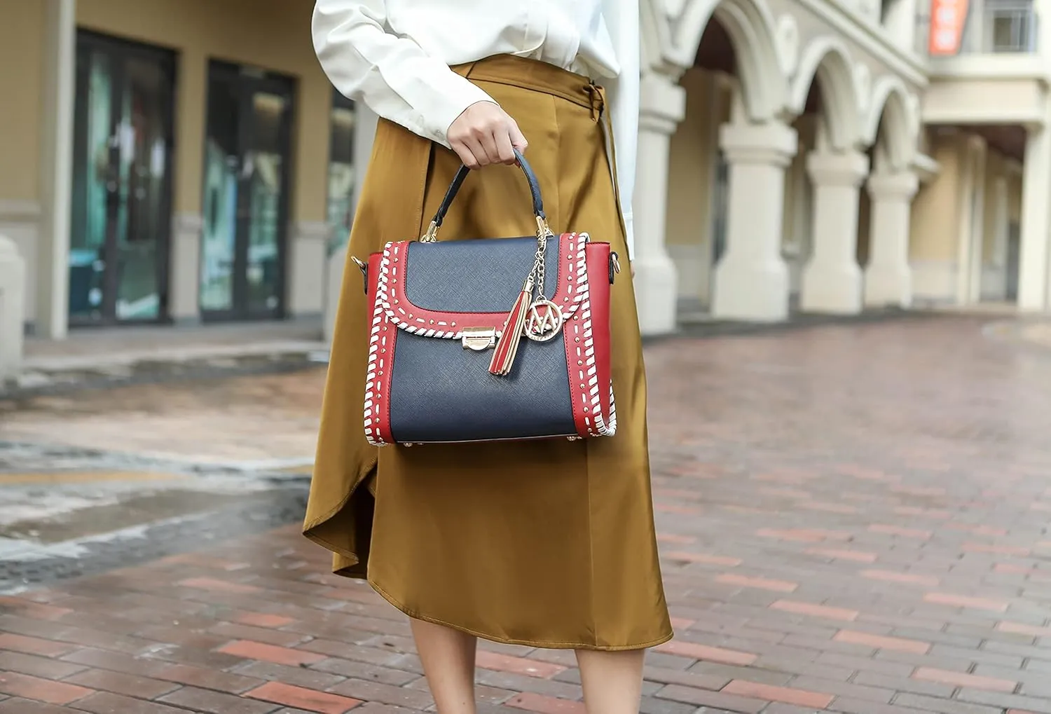 MKF Collection Crossbody Bag for Women, Vegan Leather Satchel Bags Top Handle Shoulder Bag Handbag Purse by Mia K
