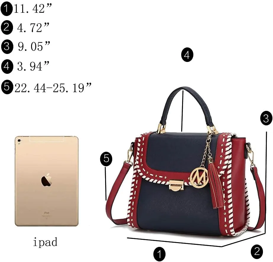 MKF Collection Crossbody Bag for Women, Vegan Leather Satchel Bags Top Handle Shoulder Bag Handbag Purse by Mia K