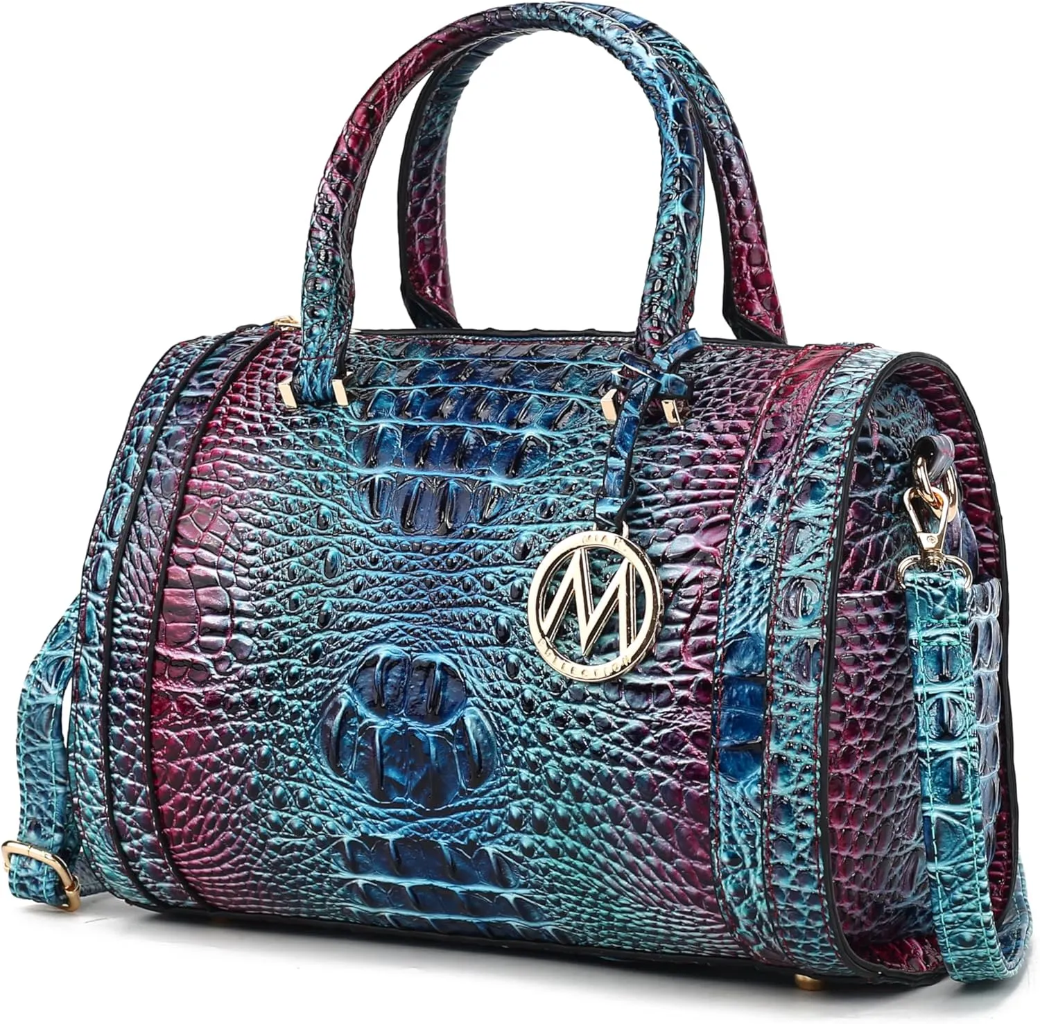 MKF Collection Satchel Bag for Women, Crocodile Embossed Vegan Leather Top-Handles Crossbody Handbag Purse by Mia K