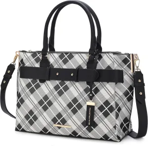 MKF Collection Satchel Bag for Women, Vegan Leather Crossbody Shoulder Handbag Top Handle Purse Beige by Mia k
