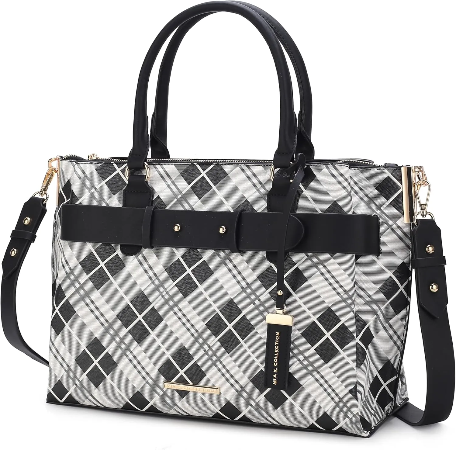 MKF Collection Satchel Bag for Women, Vegan Leather Crossbody Shoulder Handbag Top Handle Purse Beige by Mia k