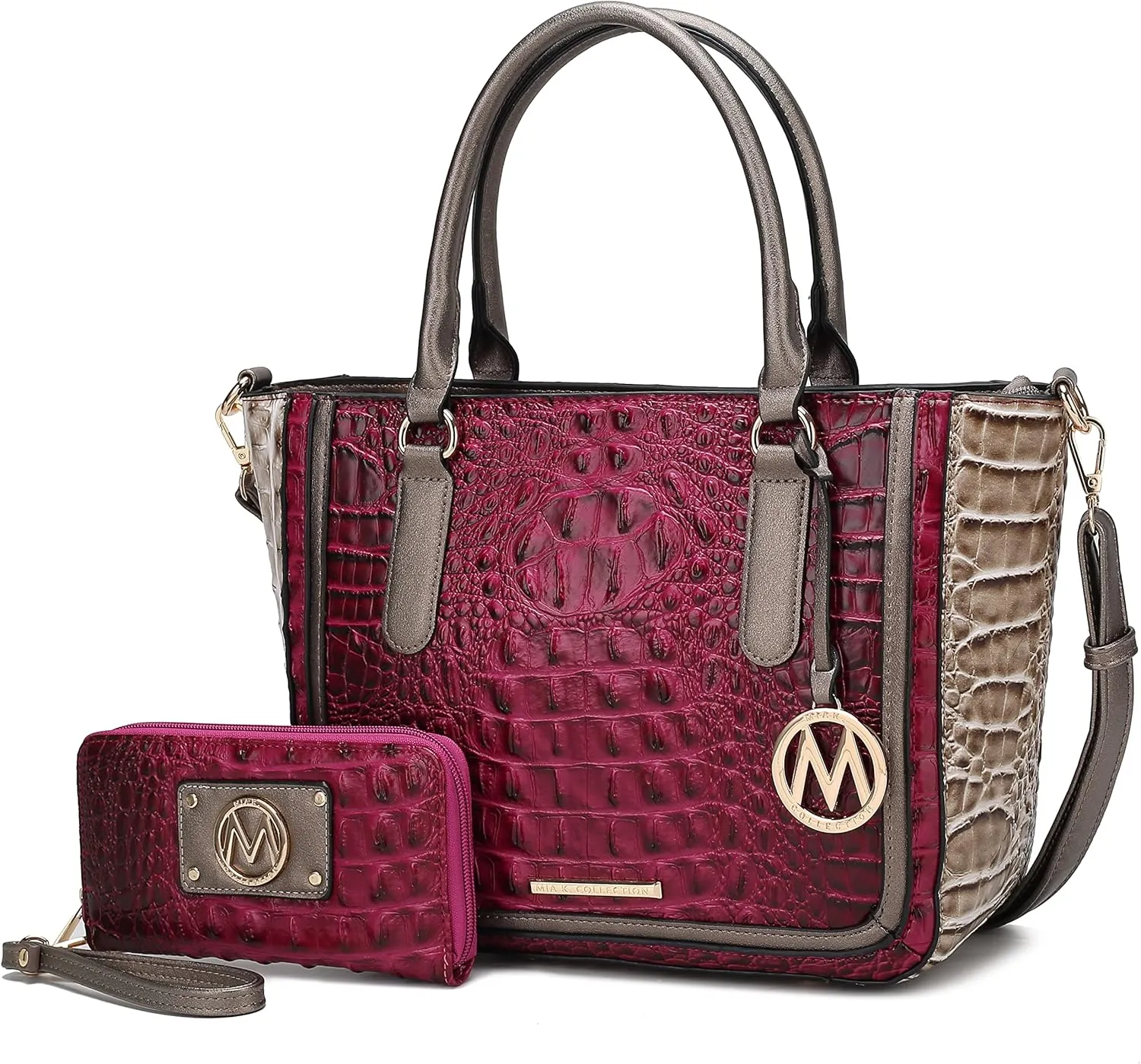 MKF Collection Satchel Bag for Women’s Crocodile Embossed Vegan leather Crossbody Tote Handbag Top-Handle Purse by Mia K