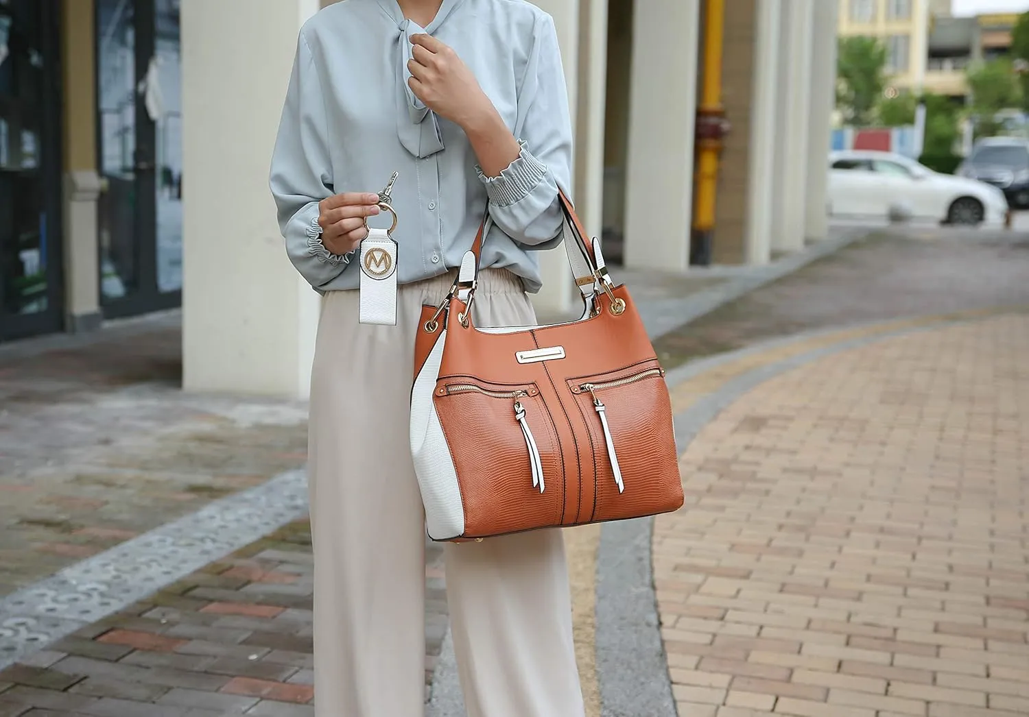 MKF Collection Tote Bag for Women, Vegan Leather Shoulder Bag Handbag Lady Fashion Top Handle Satchel Bag by Mia K