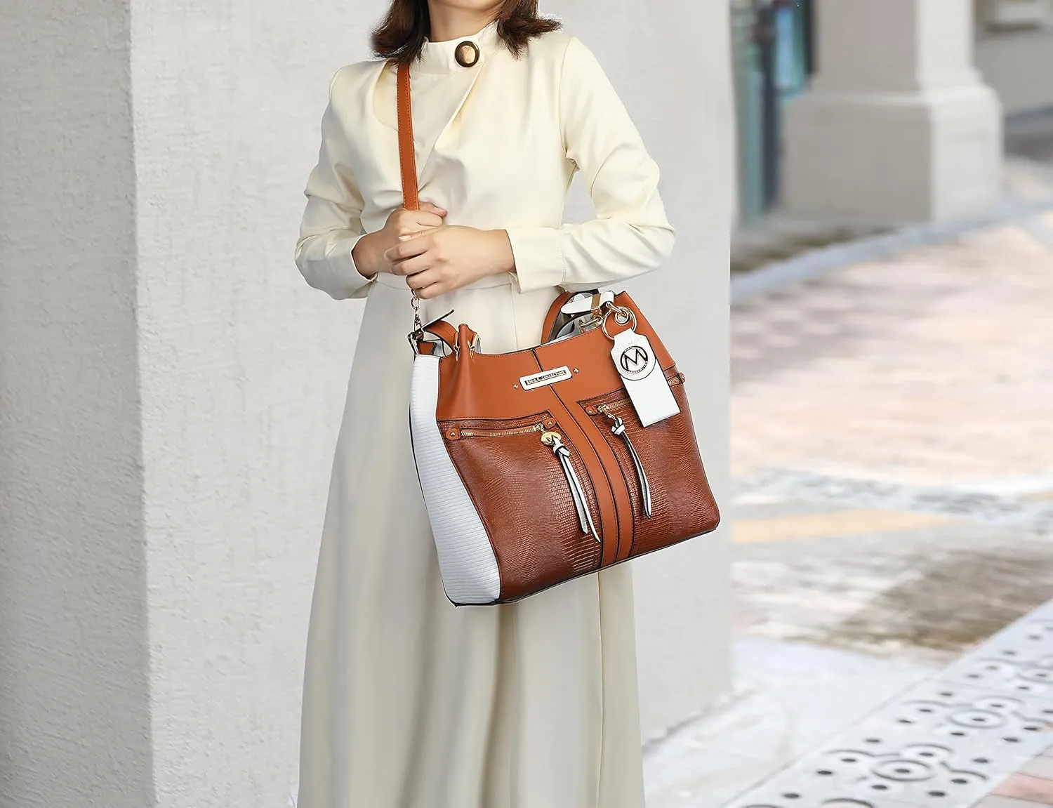 MKF Collection Tote Bag for Women, Vegan Leather Shoulder Bag Handbag Lady Fashion Top Handle Satchel Bag by Mia K