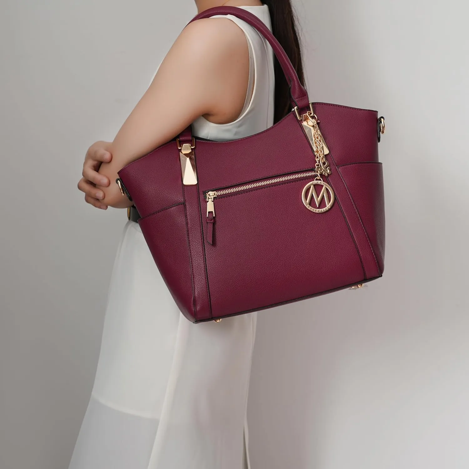 MKF Collection Tote Satchel Handbag for Women: PU Leather Shoulder Bag – Top-Handle Purse, Ladies Pocketbook By Mia K