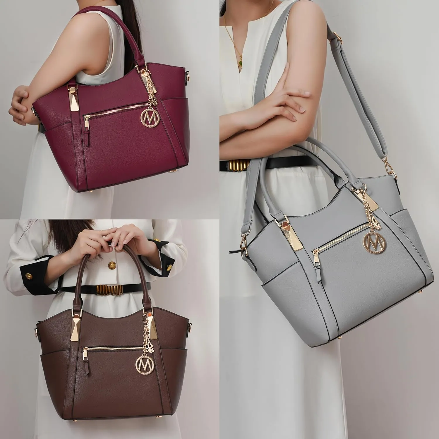 MKF Collection Tote Satchel Handbag for Women: PU Leather Shoulder Bag – Top-Handle Purse, Ladies Pocketbook By Mia K