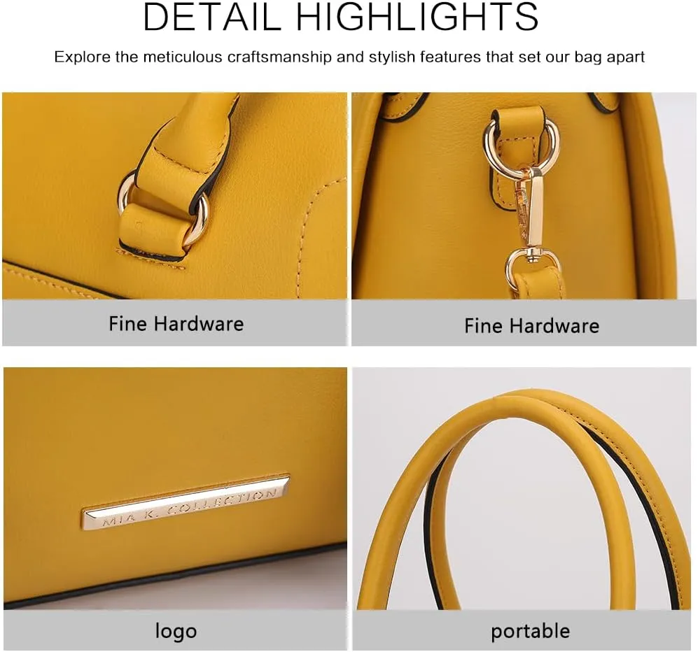 MKF Collection Women's Shoulder Bag, PU Leather Purse, Satchel Bag Crossbody Strap, Top Handle Large Handbag by Mia K