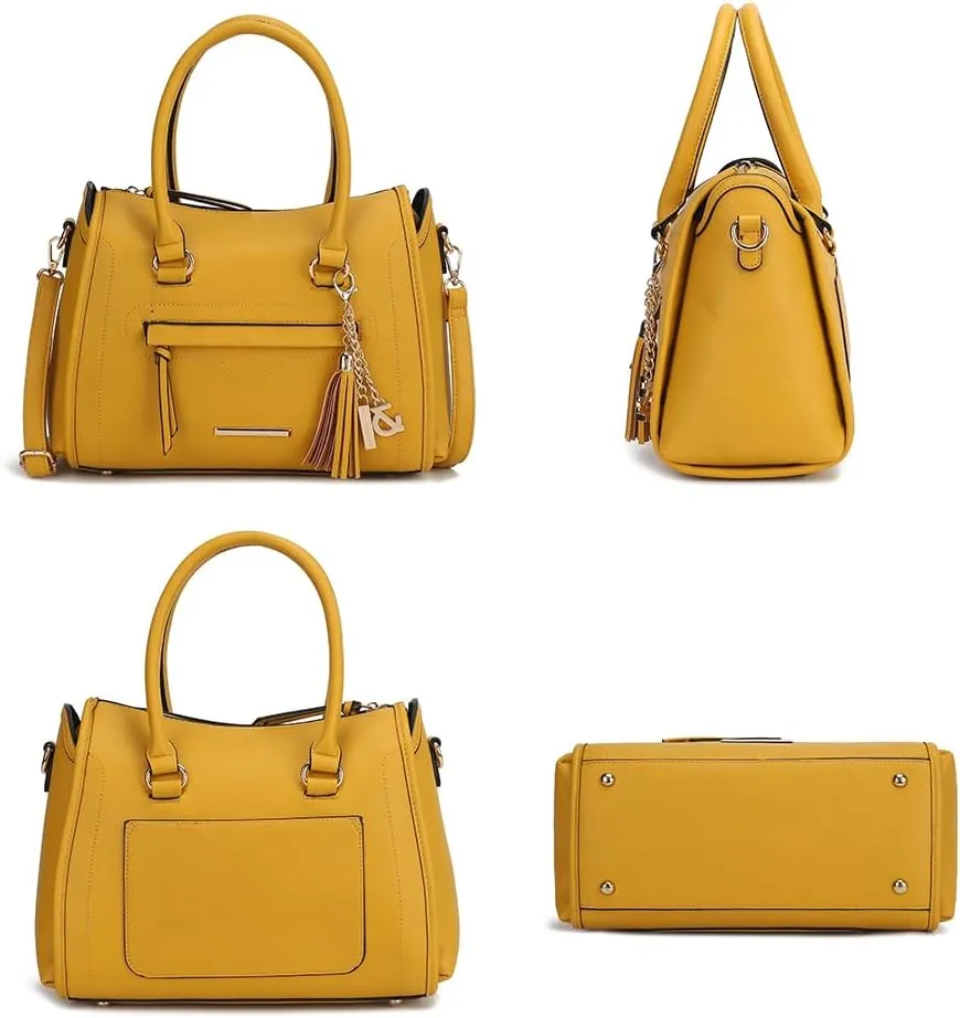 MKF Collection Women's Shoulder Bag, PU Leather Purse, Satchel Bag Crossbody Strap, Top Handle Large Handbag by Mia K