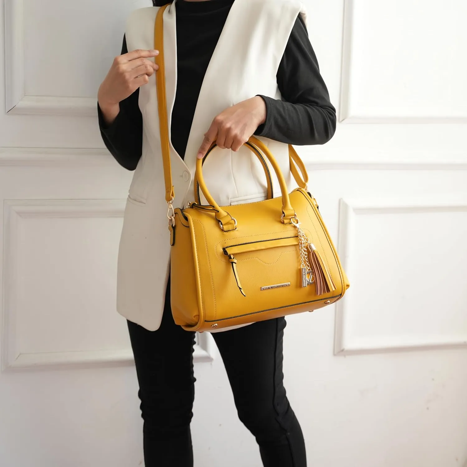 MKF Collection Women's Shoulder Bag, PU Leather Purse, Satchel Bag Crossbody Strap, Top Handle Large Handbag by Mia K