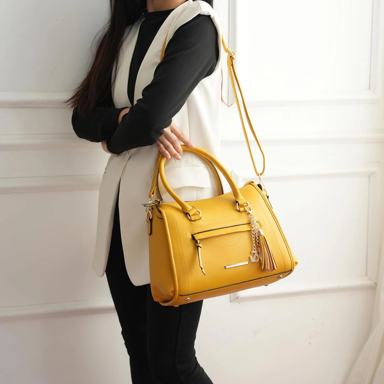 MKF Collection Women's Shoulder Bag, PU Leather Purse, Satchel Bag Crossbody Strap, Top Handle Large Handbag by Mia K