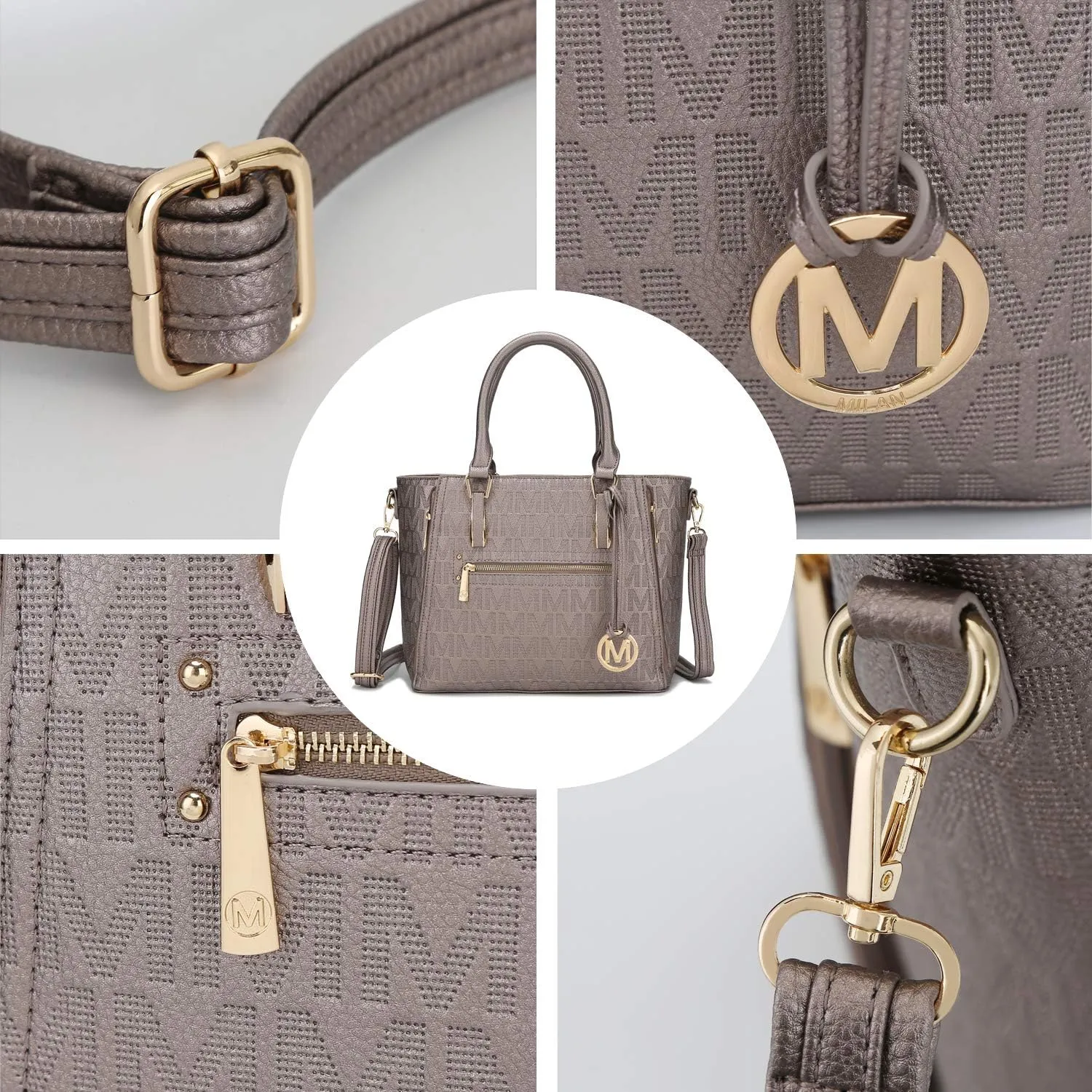 MKF Crossbody Shoulder Bag for Women – PU Leather Top Handle Pocketbook – Roomy Tote Satchel Handbag Purse M Charm