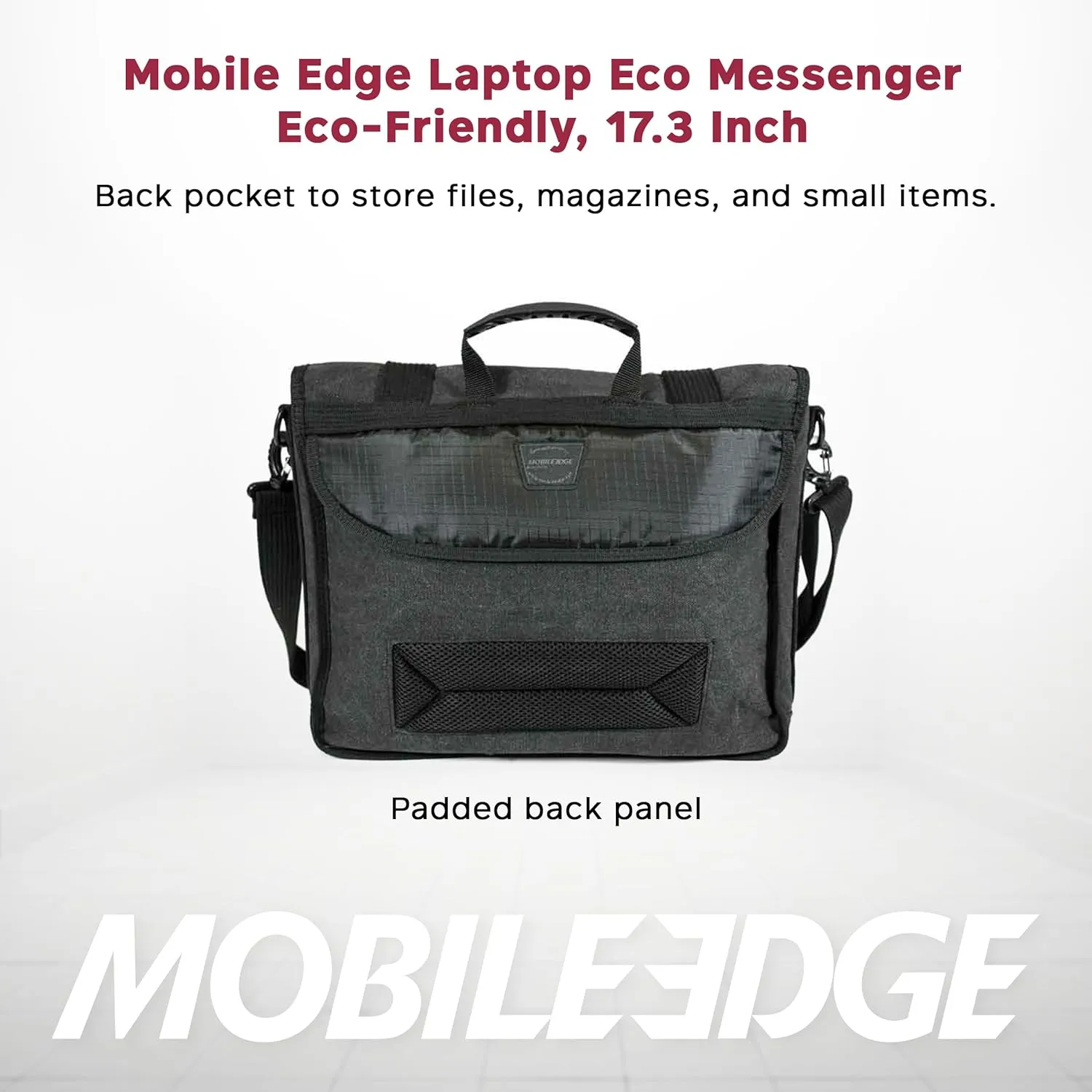 Mobile Edge Laptop Eco Messenger Eco-Friendly, 17.3 Inch Cotton Canvas, Charcoal for Men, Women, Business, MECME5, Ash