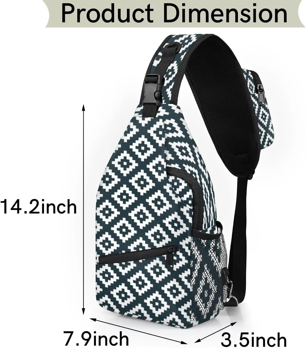 Modern Scandinavian Pattern Sling Bag for Women Men Crossbody Sling Backpack Shoulder Bag Chest Bag Daypack for Travel Hiking Outdoor