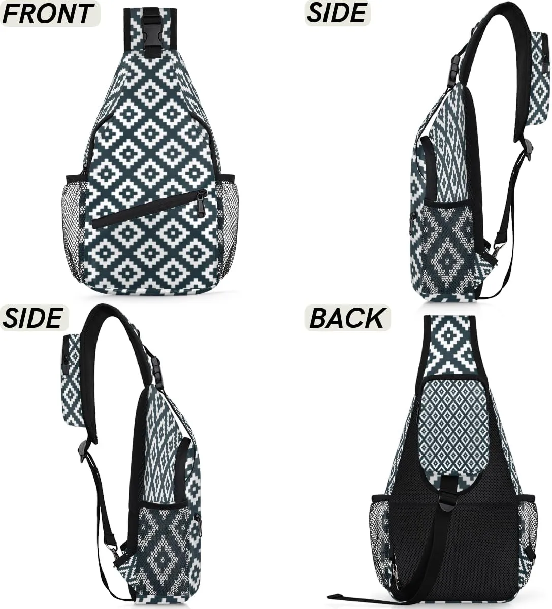 Modern Scandinavian Pattern Sling Bag for Women Men Crossbody Sling Backpack Shoulder Bag Chest Bag Daypack for Travel Hiking Outdoor