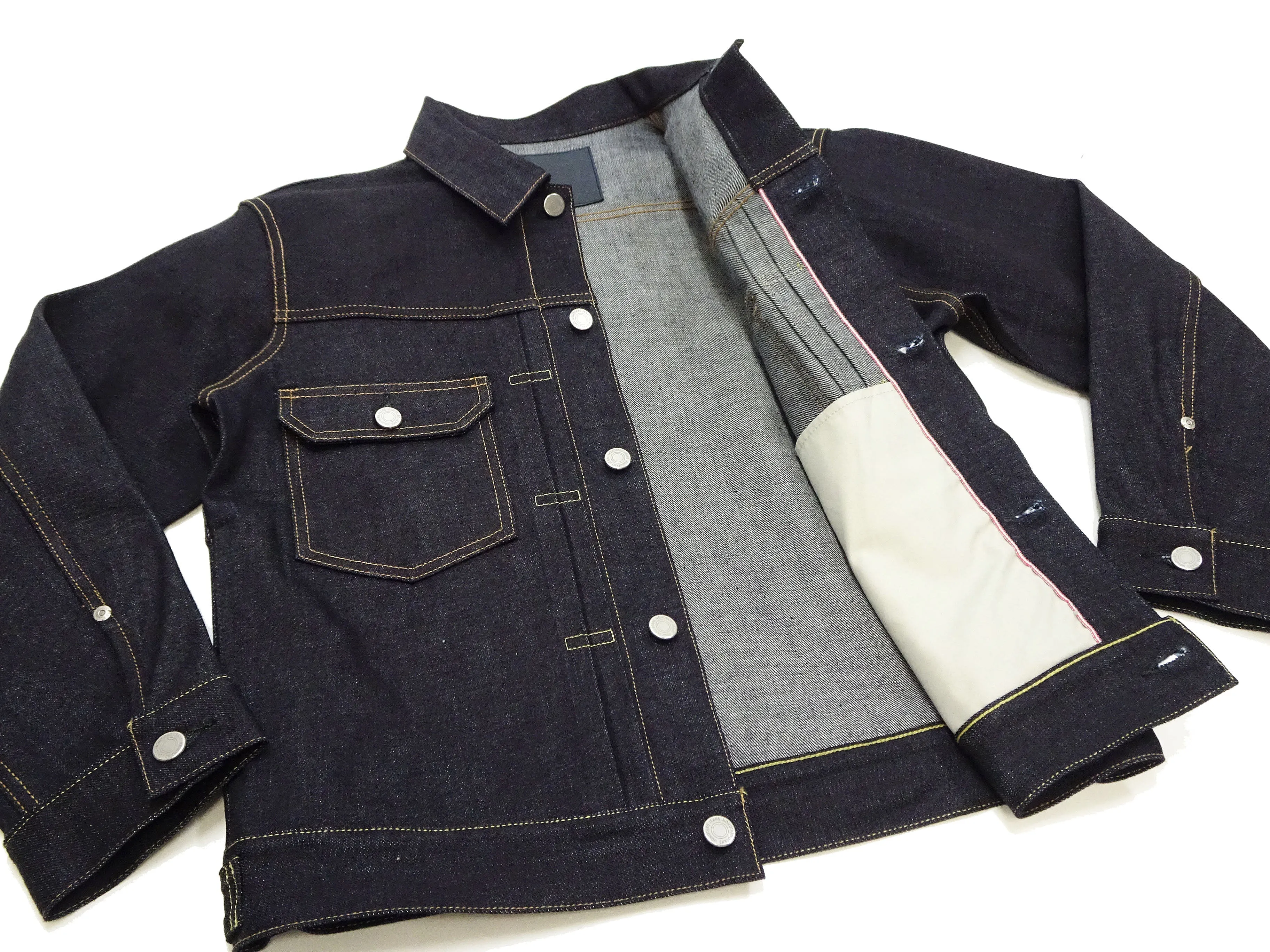 Momotaro Jeans Denim Jacket #002 Men's 1953 Type 2 Style 14.7oz. Zimbabwean Cotton Deep Indigo Denim Jean Jacket MMGJ0002 Sanforized, Unwashed Finish
