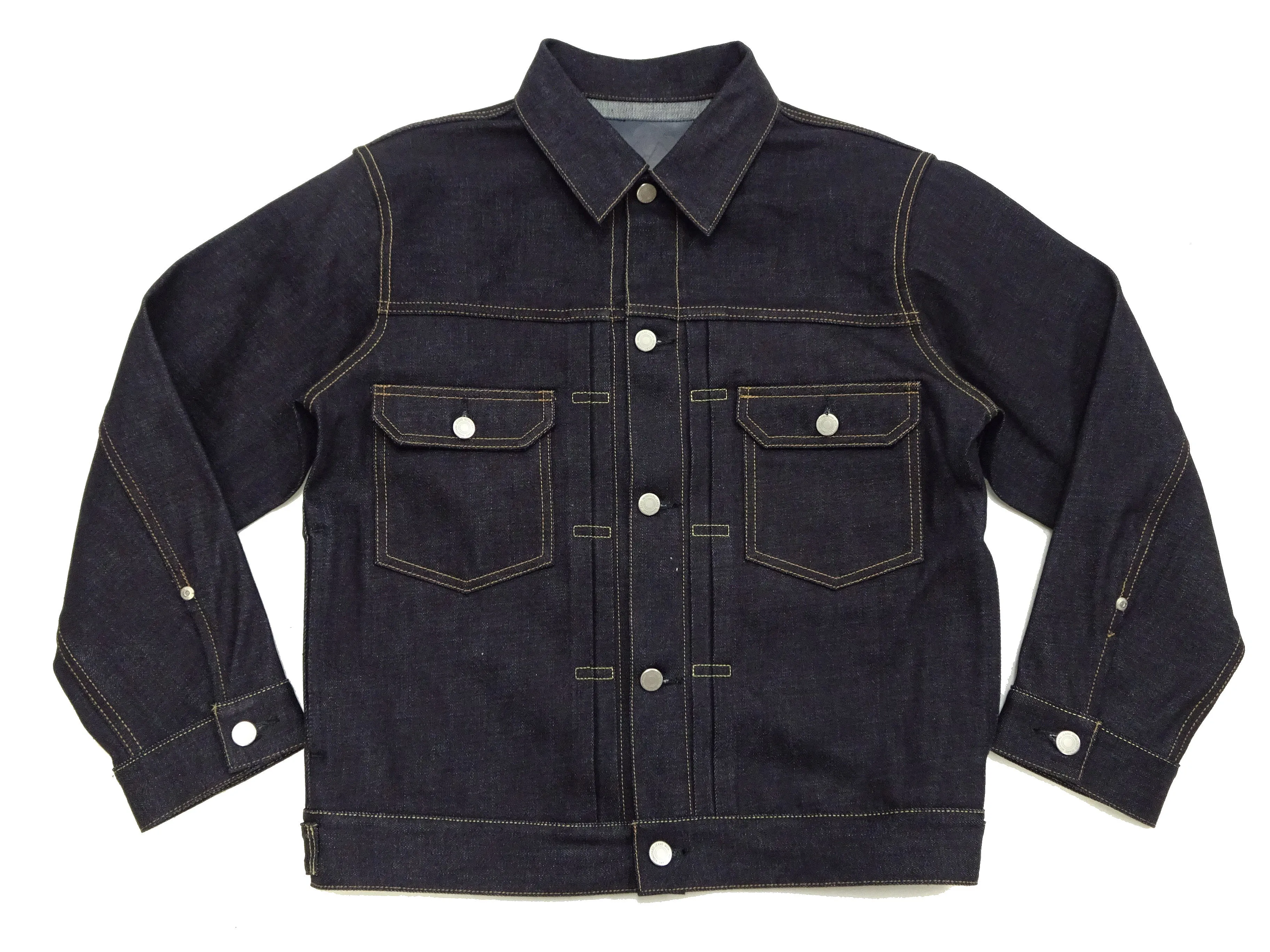 Momotaro Jeans Denim Jacket #002 Men's 1953 Type 2 Style 14.7oz. Zimbabwean Cotton Deep Indigo Denim Jean Jacket MMGJ0002 Sanforized, Unwashed Finish