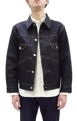 Momotaro Jeans Denim Jacket #002 Men's 1953 Type 2 Style 14.7oz. Zimbabwean Cotton Deep Indigo Denim Jean Jacket MMGJ0002 Sanforized, Unwashed Finish