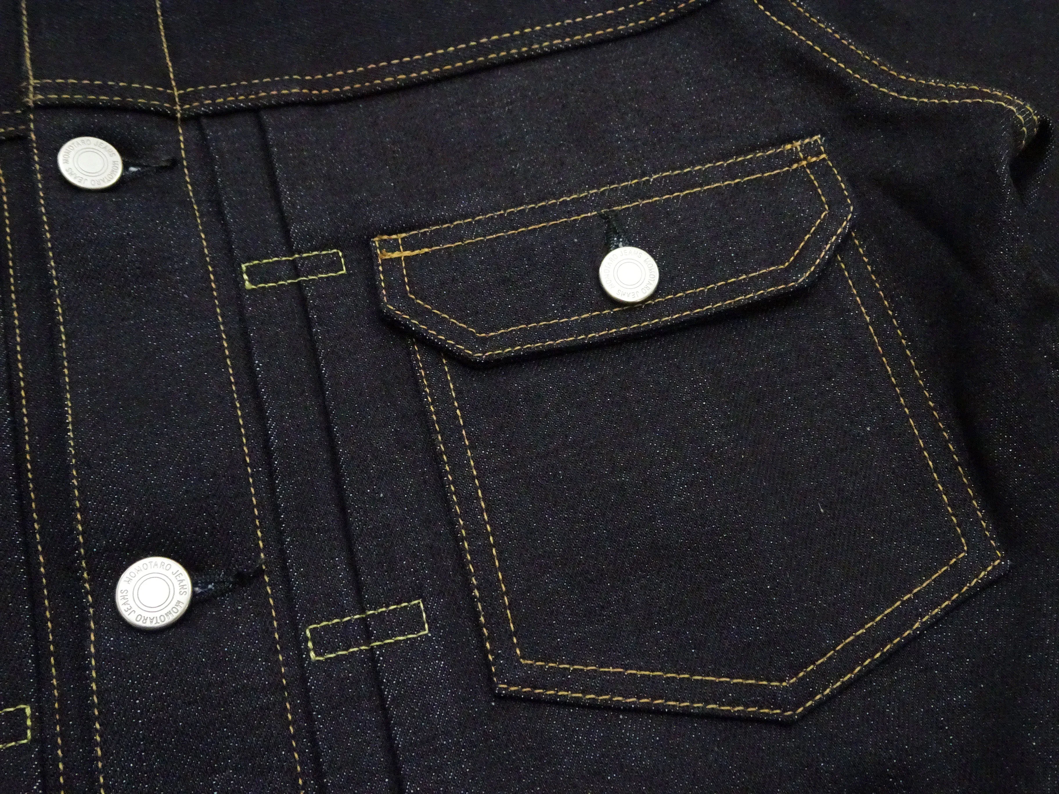 Momotaro Jeans Denim Jacket #002 Men's 1953 Type 2 Style 14.7oz. Zimbabwean Cotton Deep Indigo Denim Jean Jacket MMGJ0002 Sanforized, Unwashed Finish