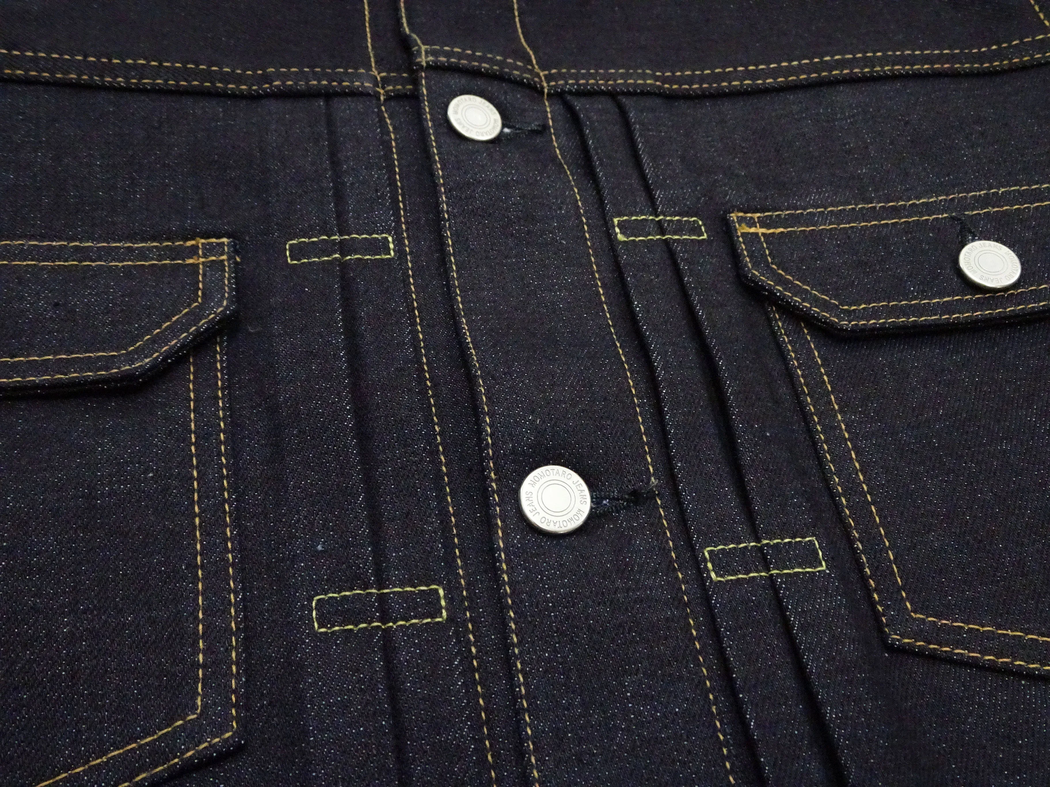 Momotaro Jeans Denim Jacket #002 Men's 1953 Type 2 Style 14.7oz. Zimbabwean Cotton Deep Indigo Denim Jean Jacket MMGJ0002 Sanforized, Unwashed Finish