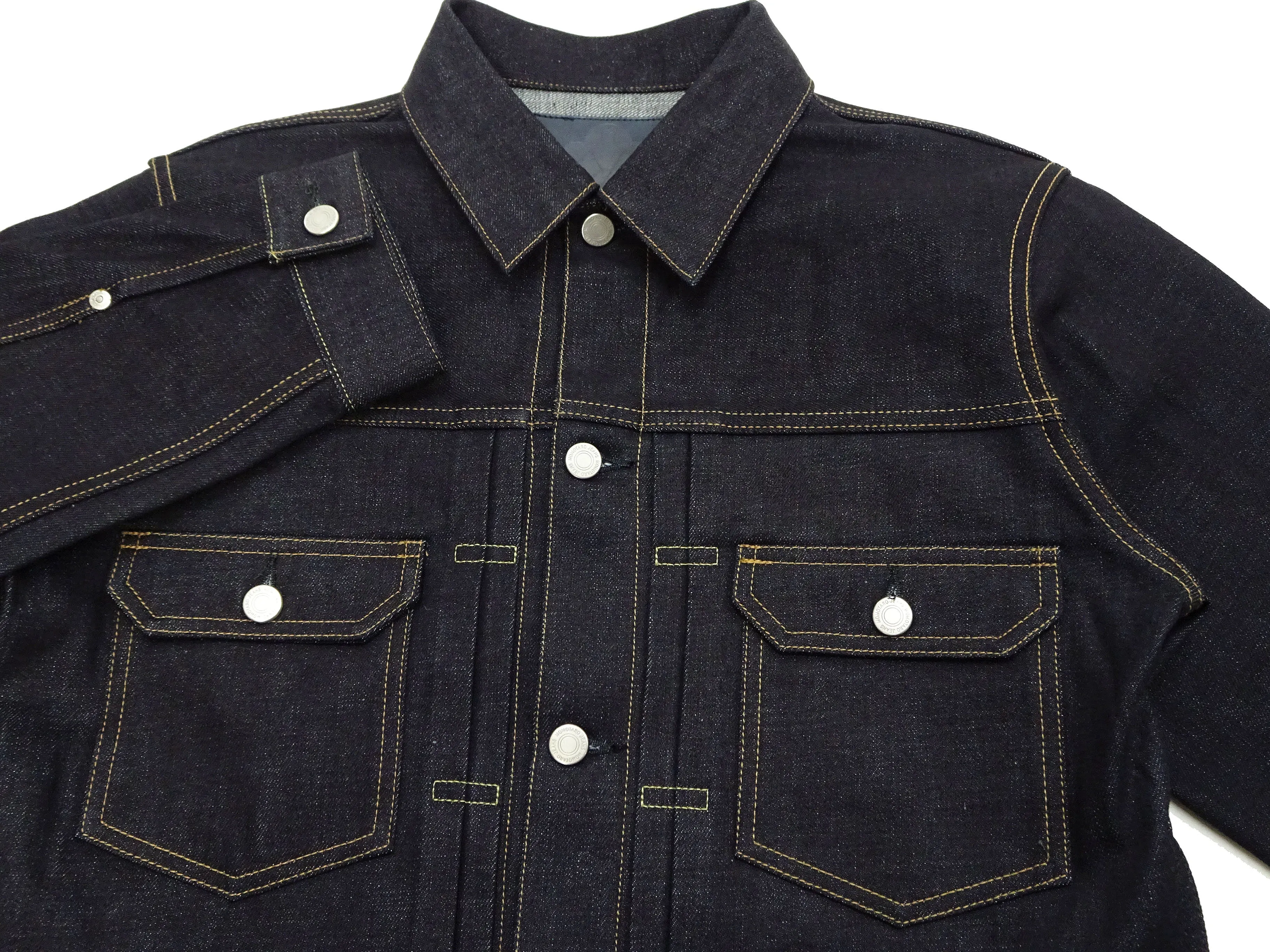 Momotaro Jeans Denim Jacket #002 Men's 1953 Type 2 Style 14.7oz. Zimbabwean Cotton Deep Indigo Denim Jean Jacket MMGJ0002 Sanforized, Unwashed Finish