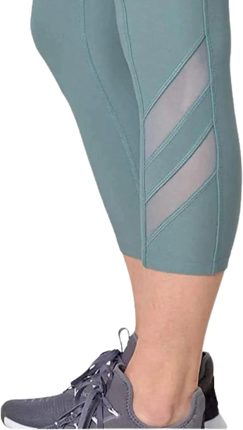 Mondetta Womens Midweight High Waisted Mesh Capri Legging