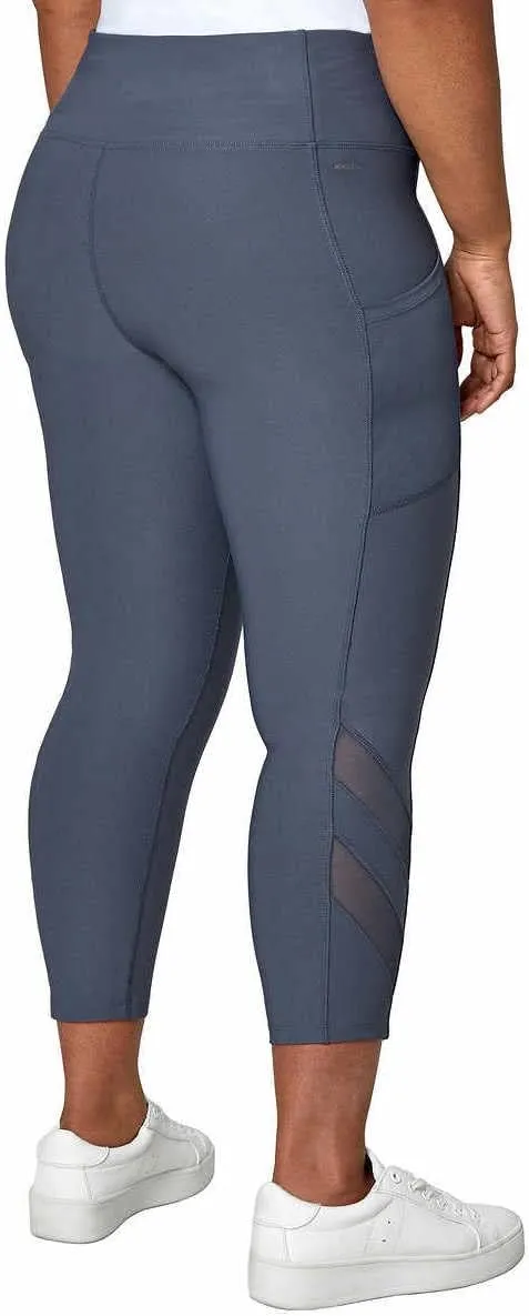 Mondetta Womens Midweight High Waisted Mesh Capri Legging